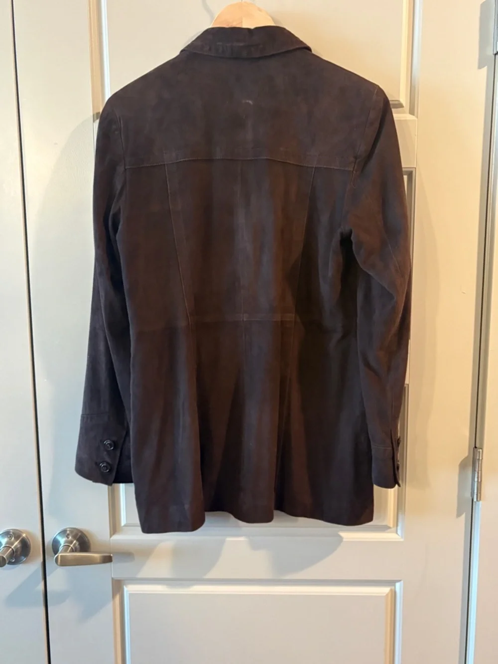 Cole Haan Brown Leather Jacket Blazer Style Size S Button Front Classic - Picture 9 of 16